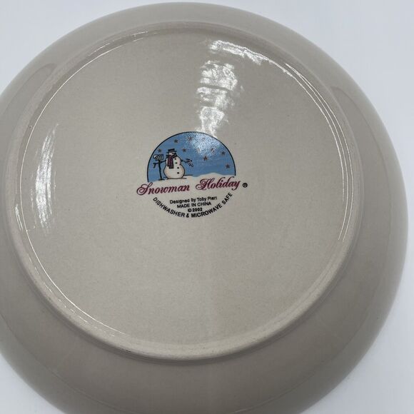 Snowman Holiday Canterbury Potteries Winter 2 pc Chip Dip Stoneware NIB - Picture 7 of 10